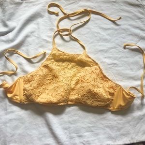 Yello Crochet Haltered Bikini Top